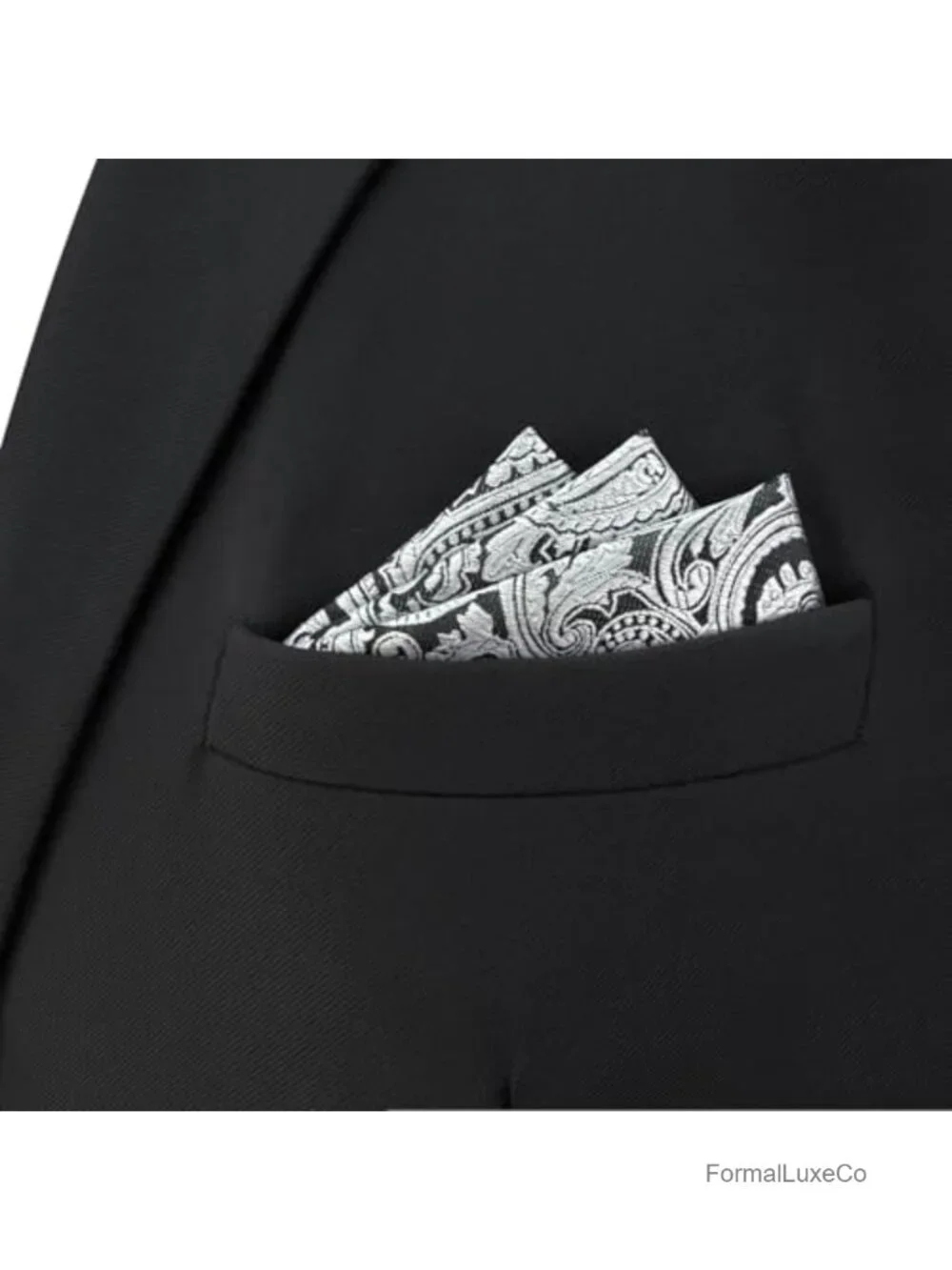 Men's Paisley Pocket Square Silk Blend Jacquard Woven Accessory